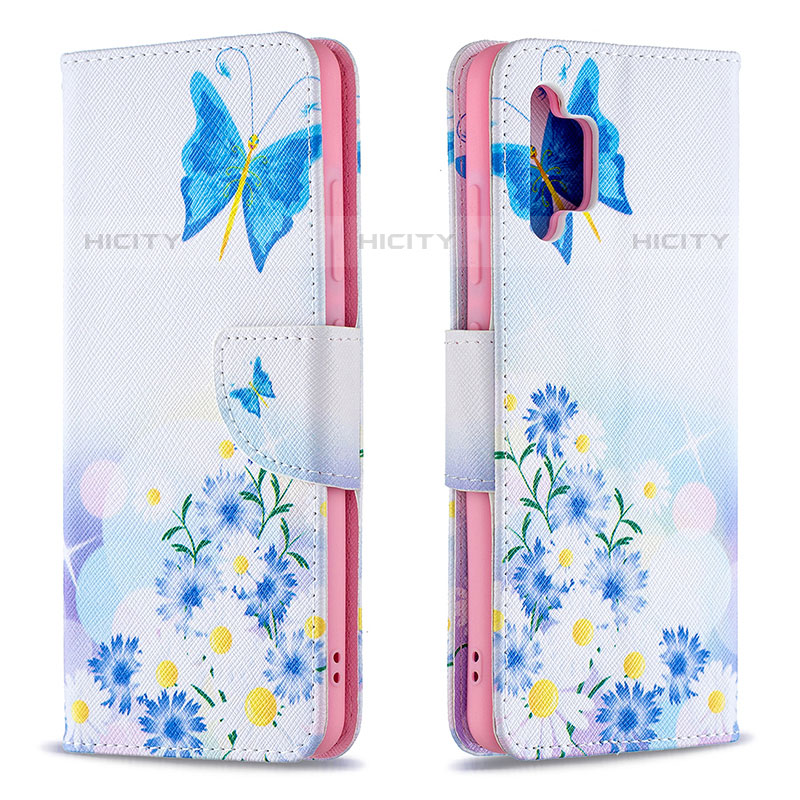 Coque Portefeuille Motif Fantaisie Livre Cuir Etui Clapet B01F pour Samsung Galaxy M32 5G Bleu Plus