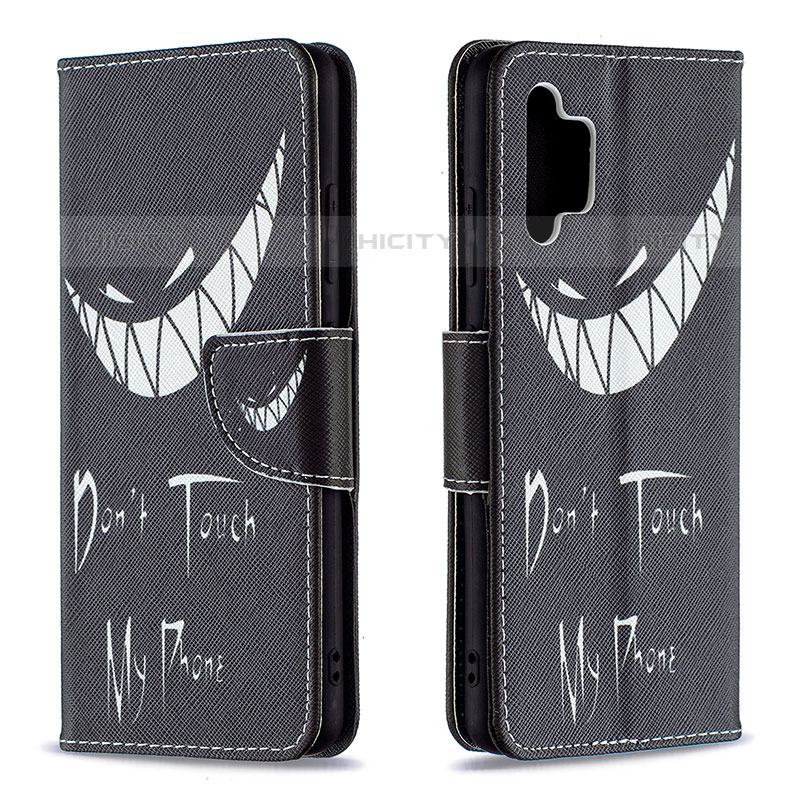 Coque Portefeuille Motif Fantaisie Livre Cuir Etui Clapet B01F pour Samsung Galaxy M32 5G Noir Plus