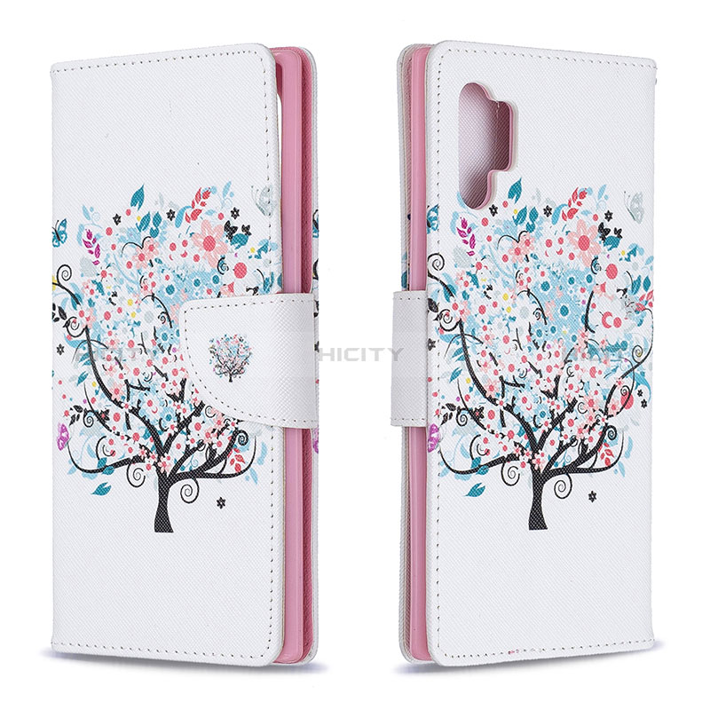 Coque Portefeuille Motif Fantaisie Livre Cuir Etui Clapet B01F pour Samsung Galaxy Note 10 Plus 5G Blanc Plus