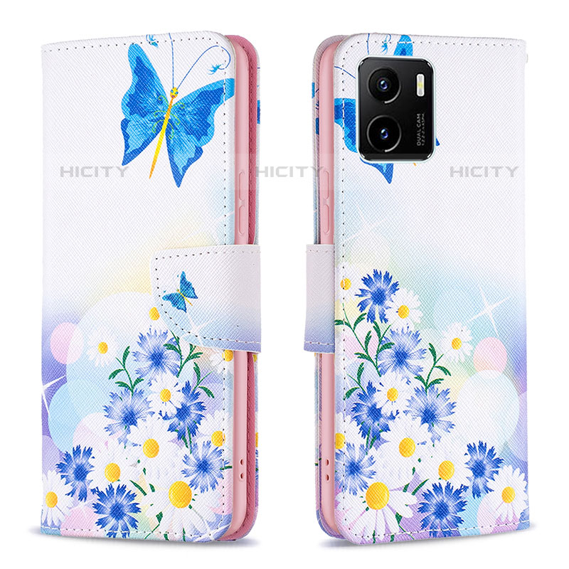 Coque Portefeuille Motif Fantaisie Livre Cuir Etui Clapet B01F pour Vivo iQOO U5x Bleu Plus