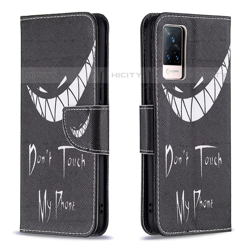 Coque Portefeuille Motif Fantaisie Livre Cuir Etui Clapet B01F pour Vivo V21s 5G Noir Plus