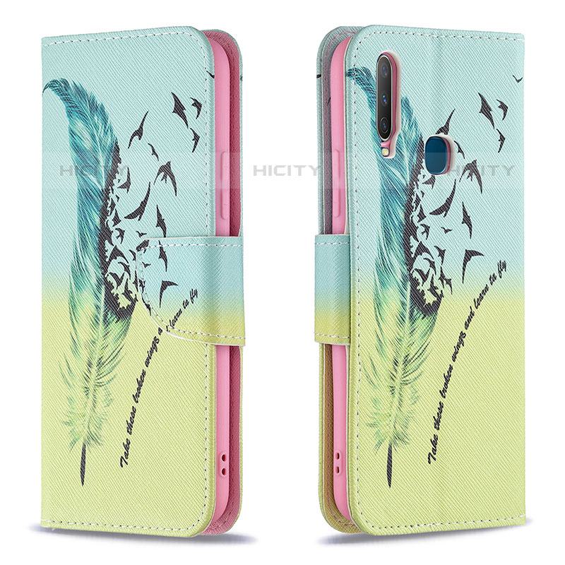 Coque Portefeuille Motif Fantaisie Livre Cuir Etui Clapet B01F pour Vivo Y12 Pastel Vert Plus