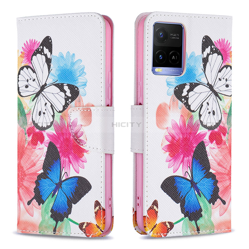 Coque Portefeuille Motif Fantaisie Livre Cuir Etui Clapet B01F pour Vivo Y21G Colorful Plus