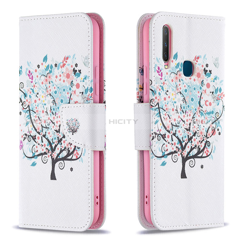 Coque Portefeuille Motif Fantaisie Livre Cuir Etui Clapet B01F pour Vivo Y3s Blanc Plus