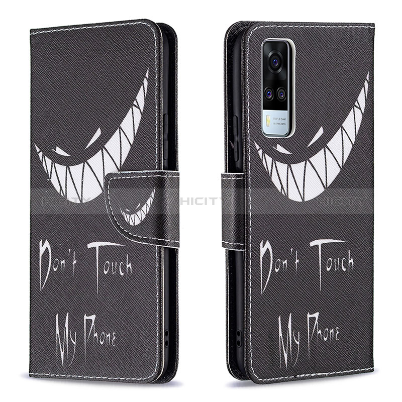 Coque Portefeuille Motif Fantaisie Livre Cuir Etui Clapet B01F pour Vivo Y53s NFC Noir Plus