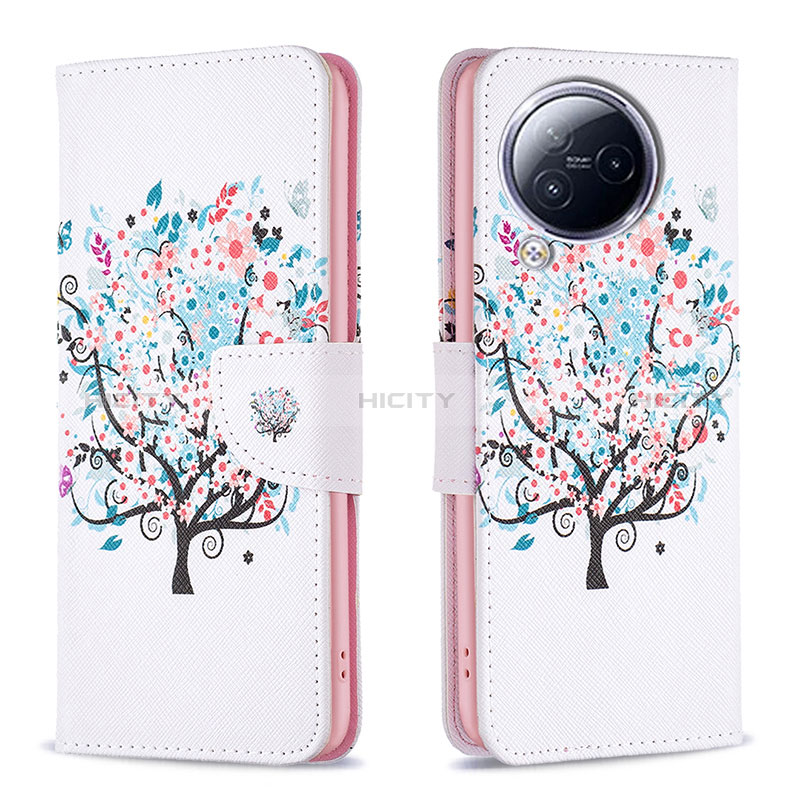 Coque Portefeuille Motif Fantaisie Livre Cuir Etui Clapet B01F pour Xiaomi Civi 3 5G Blanc Plus