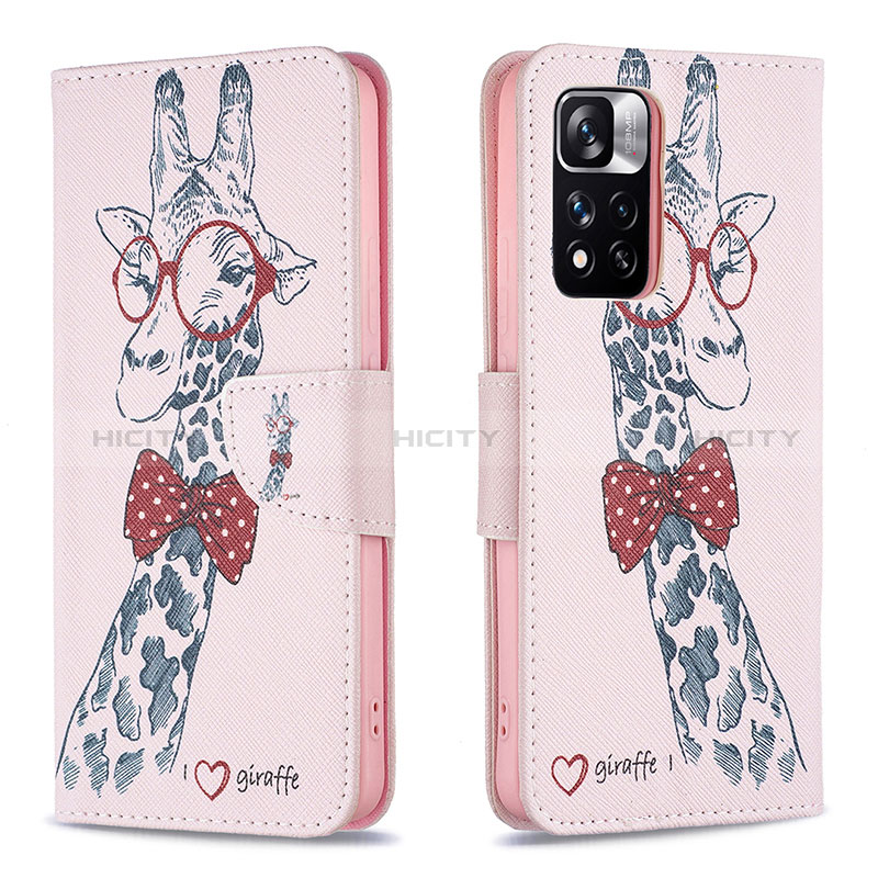 Coque Portefeuille Motif Fantaisie Livre Cuir Etui Clapet B01F pour Xiaomi Mi 11i 5G (2022) Rose Plus