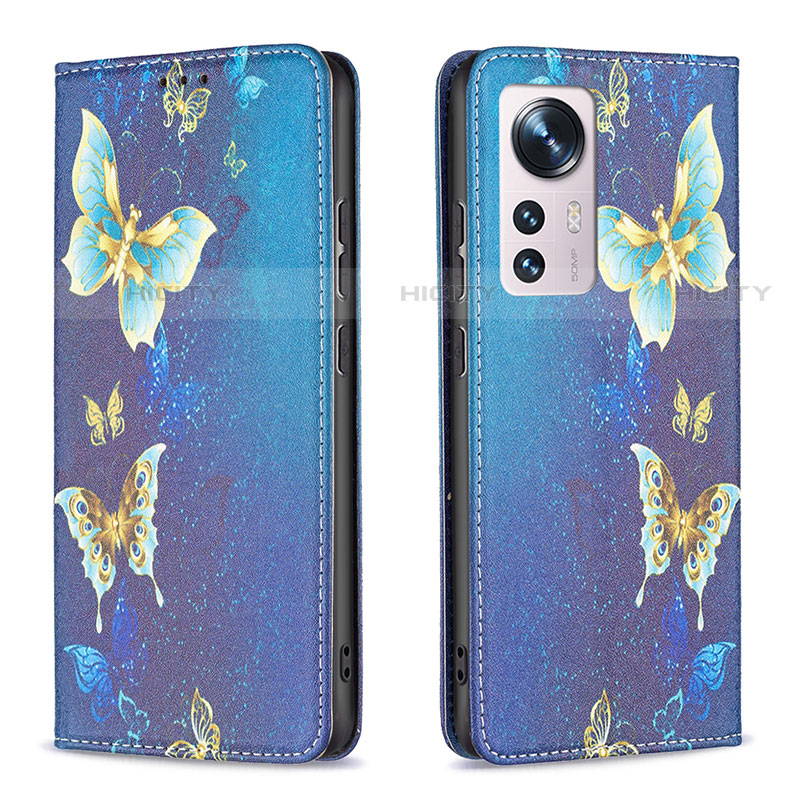 Coque Portefeuille Motif Fantaisie Livre Cuir Etui Clapet B01F pour Xiaomi Mi 12 Pro 5G Bleu Plus