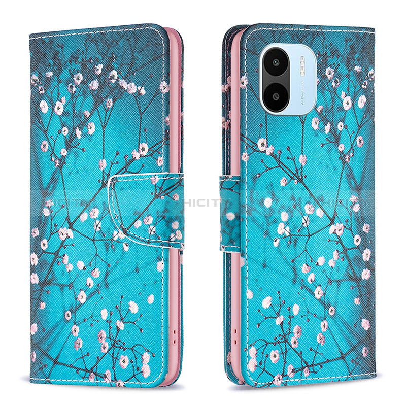 Coque Portefeuille Motif Fantaisie Livre Cuir Etui Clapet B01F pour Xiaomi Poco C51 Cyan Plus