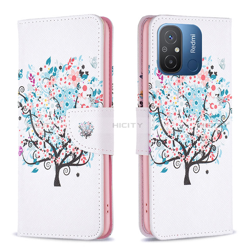 Coque Portefeuille Motif Fantaisie Livre Cuir Etui Clapet B01F pour Xiaomi Poco C55 Blanc Plus