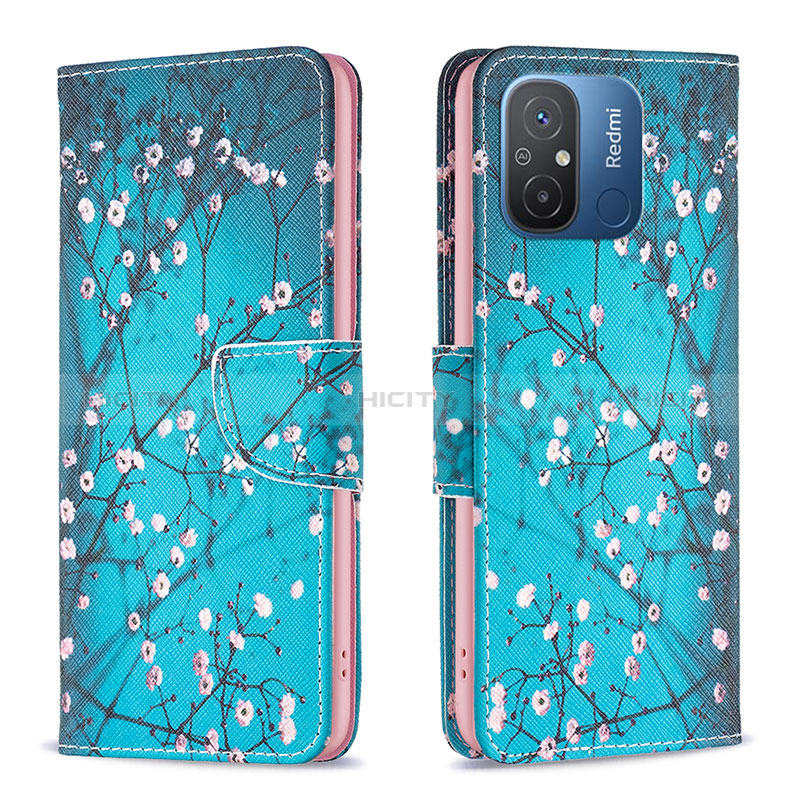 Coque Portefeuille Motif Fantaisie Livre Cuir Etui Clapet B01F pour Xiaomi Poco C55 Cyan Plus