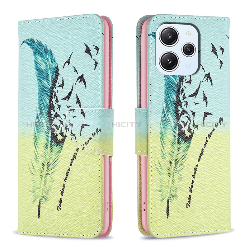 Coque Portefeuille Motif Fantaisie Livre Cuir Etui Clapet B01F pour Xiaomi Redmi 12 4G Pastel Vert Plus