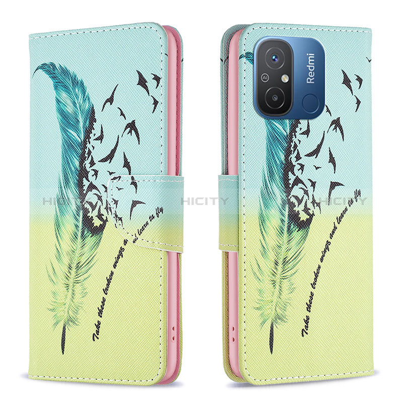 Coque Portefeuille Motif Fantaisie Livre Cuir Etui Clapet B01F pour Xiaomi Redmi 12C 4G Pastel Vert Plus