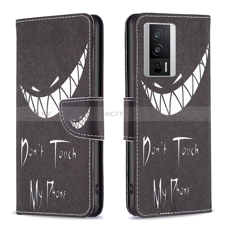 Coque Portefeuille Motif Fantaisie Livre Cuir Etui Clapet B01F pour Xiaomi Redmi K60 5G Noir Plus