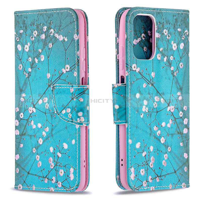 Coque Portefeuille Motif Fantaisie Livre Cuir Etui Clapet B01F pour Xiaomi Redmi Note 10 4G Cyan Plus