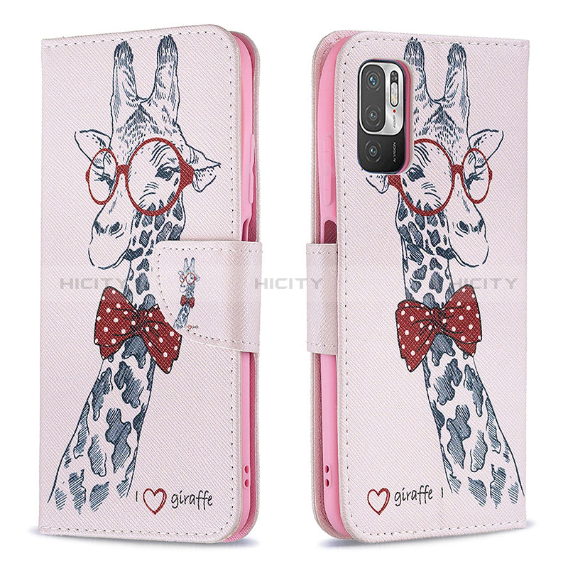 Coque Portefeuille Motif Fantaisie Livre Cuir Etui Clapet B01F pour Xiaomi Redmi Note 10T 5G Rose Plus