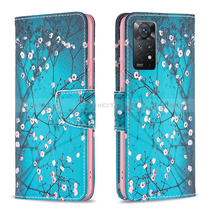 Coque Portefeuille Motif Fantaisie Livre Cuir Etui Clapet B01F pour Xiaomi Redmi Note 11 Pro 4G Cyan Plus