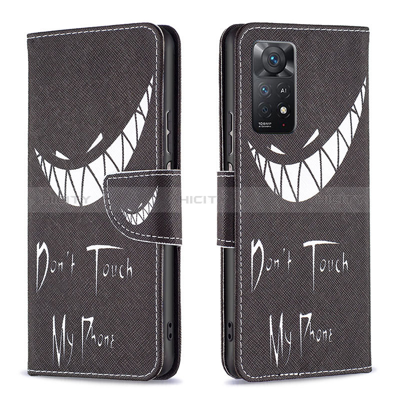 Coque Portefeuille Motif Fantaisie Livre Cuir Etui Clapet B01F pour Xiaomi Redmi Note 11 Pro 4G Noir Plus