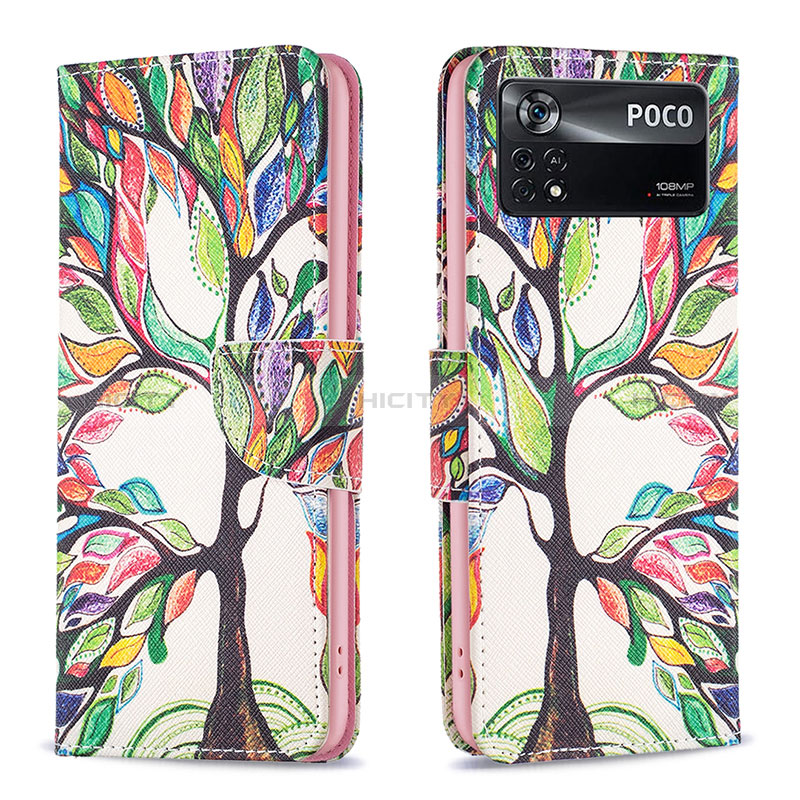 Coque Portefeuille Motif Fantaisie Livre Cuir Etui Clapet B01F pour Xiaomi Redmi Note 11E Pro 5G Vert Plus