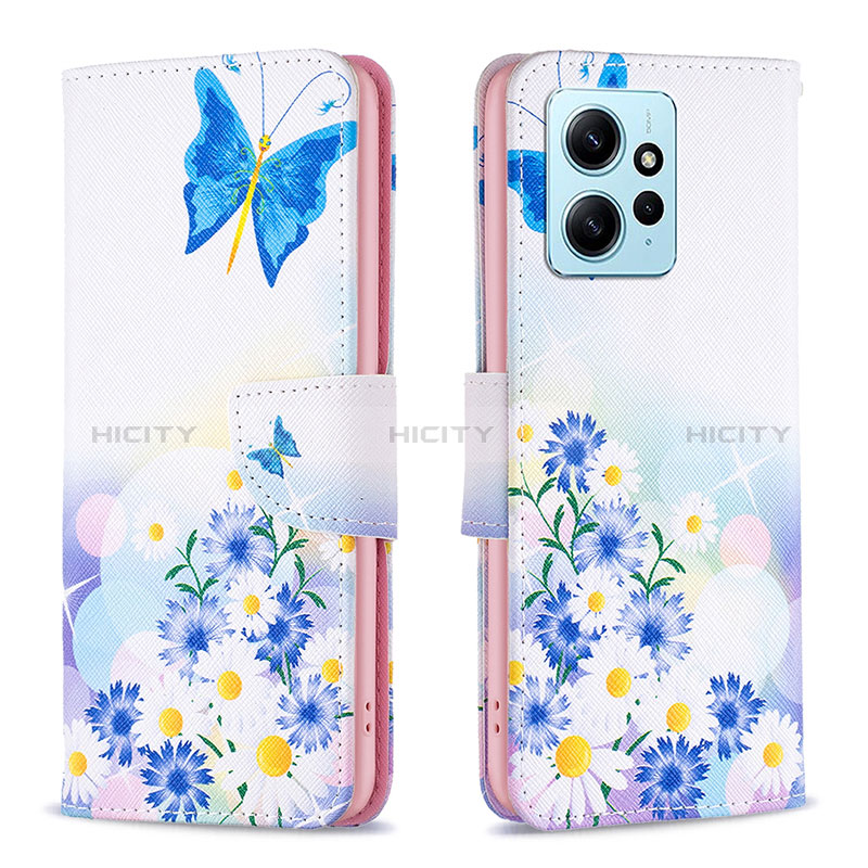 Coque Portefeuille Motif Fantaisie Livre Cuir Etui Clapet B01F pour Xiaomi Redmi Note 12 4G Bleu Plus