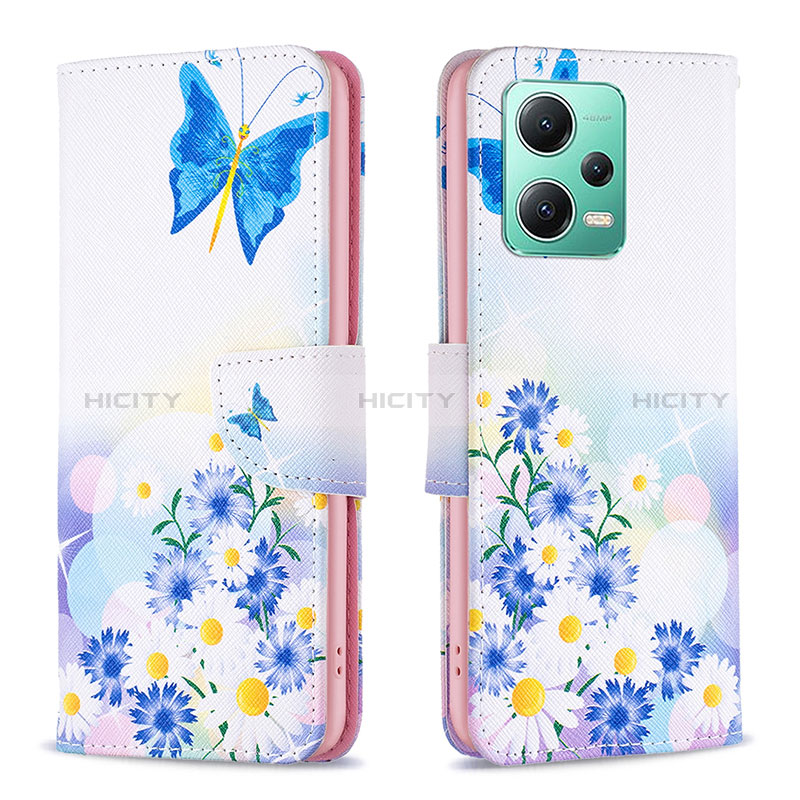 Coque Portefeuille Motif Fantaisie Livre Cuir Etui Clapet B01F pour Xiaomi Redmi Note 12 5G Bleu Plus