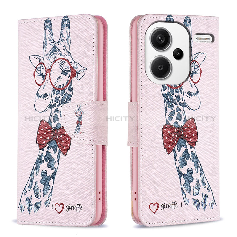 Coque Portefeuille Motif Fantaisie Livre Cuir Etui Clapet B01F pour Xiaomi Redmi Note 13 Pro+ Plus 5G Rose Plus