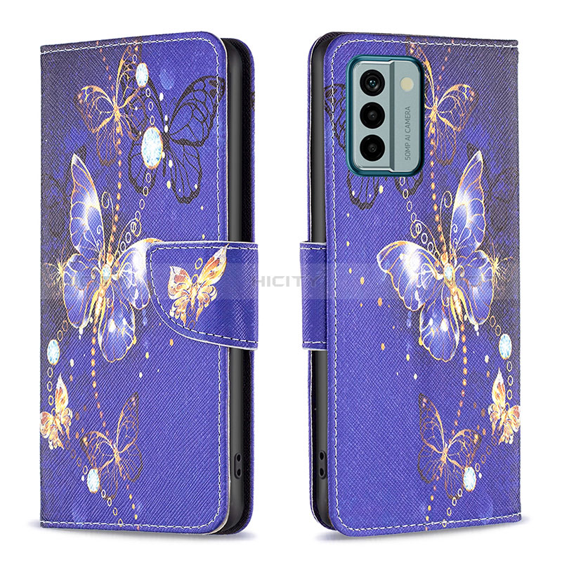 Coque Portefeuille Motif Fantaisie Livre Cuir Etui Clapet B03F pour Nokia G22 Bleu Royal Plus