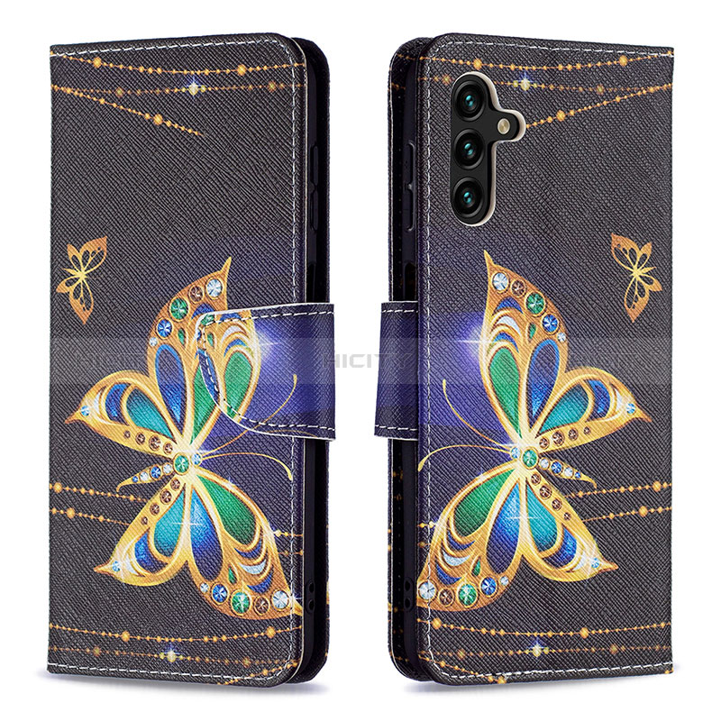 Coque Portefeuille Motif Fantaisie Livre Cuir Etui Clapet B03F pour Samsung Galaxy A04s Noir Plus