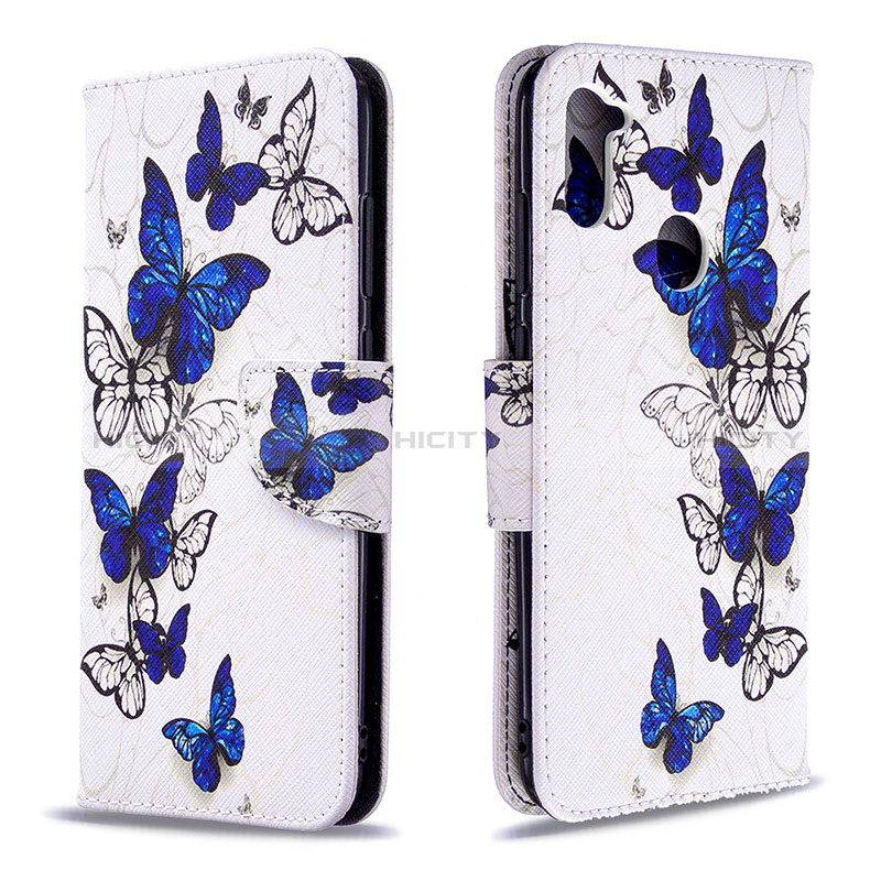 Coque Portefeuille Motif Fantaisie Livre Cuir Etui Clapet B03F pour Samsung Galaxy A11 Bleu Plus