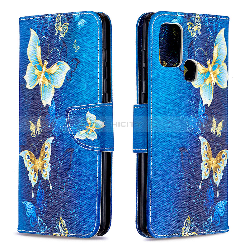 Coque Portefeuille Motif Fantaisie Livre Cuir Etui Clapet B03F pour Samsung Galaxy A21s Bleu Ciel Plus