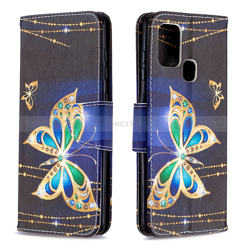 Coque Portefeuille Motif Fantaisie Livre Cuir Etui Clapet B03F pour Samsung Galaxy A21s Noir Plus