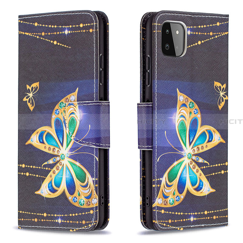 Coque Portefeuille Motif Fantaisie Livre Cuir Etui Clapet B03F pour Samsung Galaxy A22 5G Noir Plus