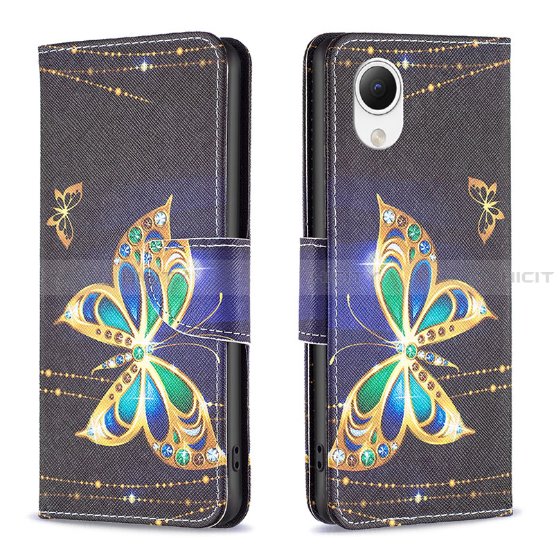 Coque Portefeuille Motif Fantaisie Livre Cuir Etui Clapet B03F pour Samsung Galaxy A23 5G SC-56C Noir Plus