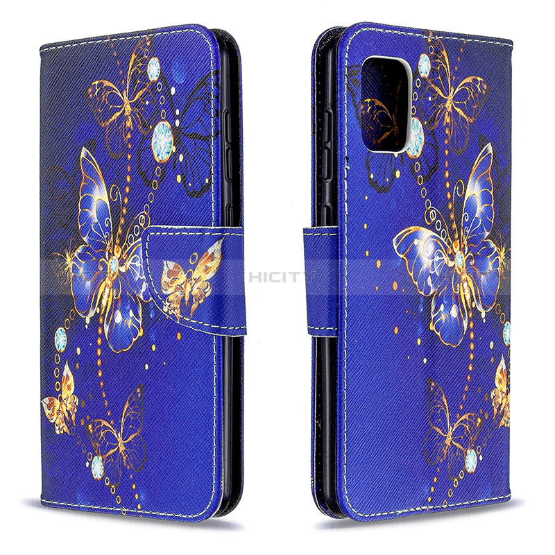 Coque Portefeuille Motif Fantaisie Livre Cuir Etui Clapet B03F pour Samsung Galaxy A31 Bleu Royal Plus