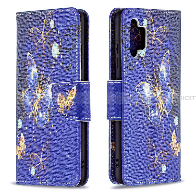 Coque Portefeuille Motif Fantaisie Livre Cuir Etui Clapet B03F pour Samsung Galaxy A32 5G Bleu Royal Plus