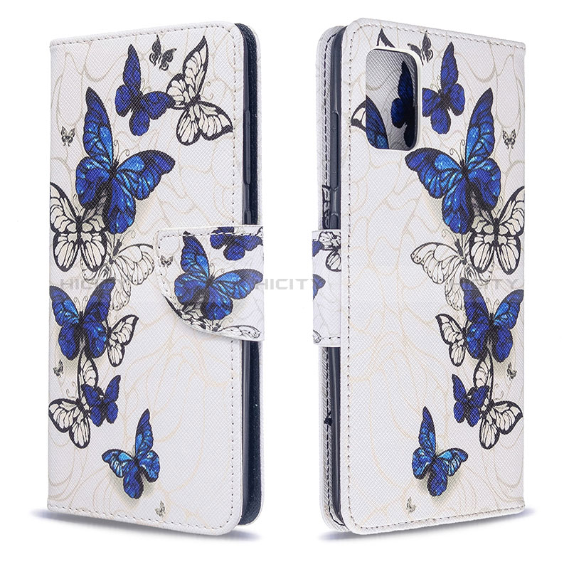 Coque Portefeuille Motif Fantaisie Livre Cuir Etui Clapet B03F pour Samsung Galaxy A51 4G Bleu Plus