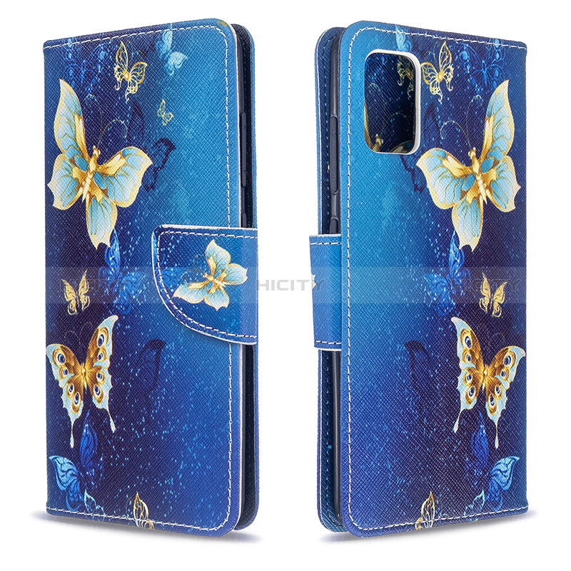 Coque Portefeuille Motif Fantaisie Livre Cuir Etui Clapet B03F pour Samsung Galaxy A51 4G Bleu Ciel Plus