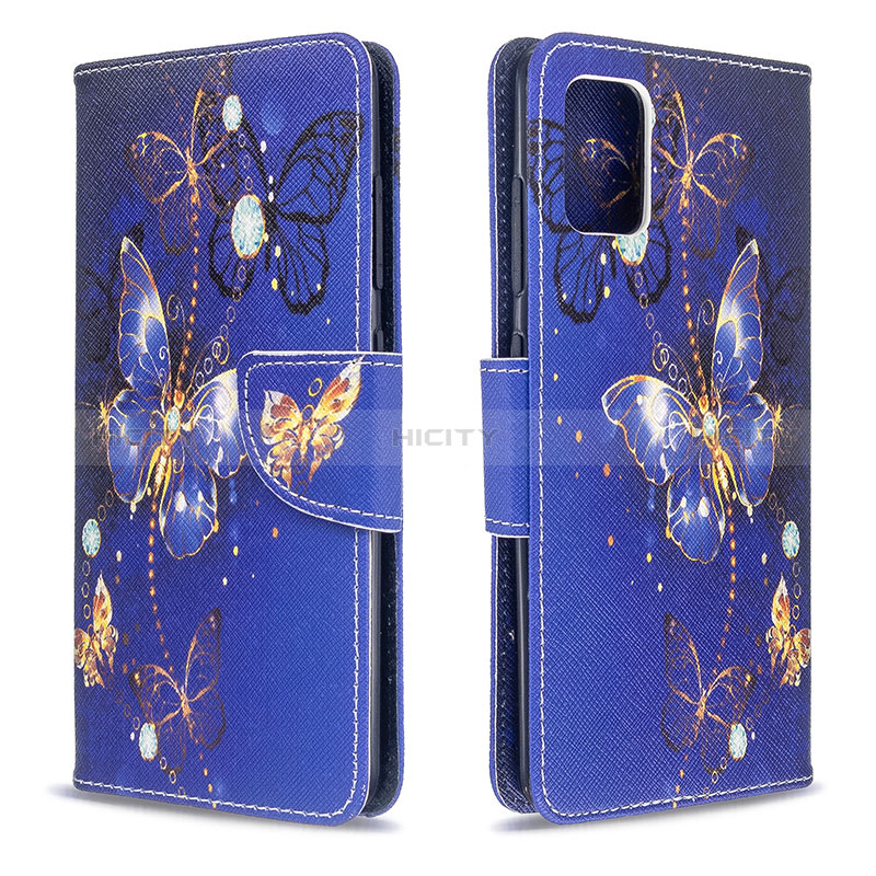 Coque Portefeuille Motif Fantaisie Livre Cuir Etui Clapet B03F pour Samsung Galaxy A51 4G Bleu Royal Plus