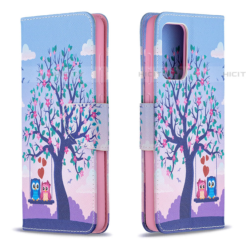 Coque Portefeuille Motif Fantaisie Livre Cuir Etui Clapet B03F pour Samsung Galaxy A72 4G Violet Clair Plus