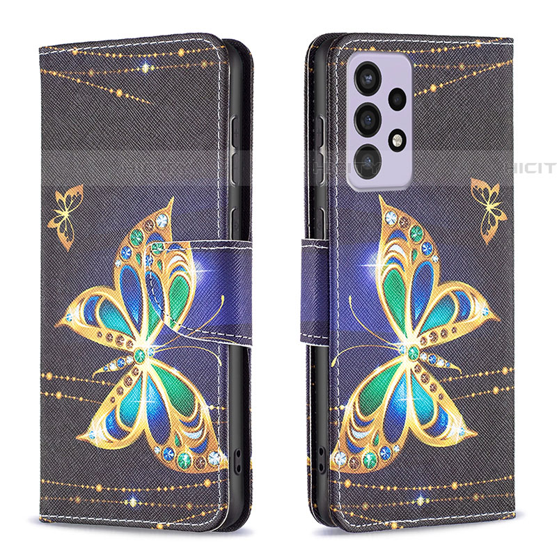 Coque Portefeuille Motif Fantaisie Livre Cuir Etui Clapet B03F pour Samsung Galaxy A73 5G Noir Plus