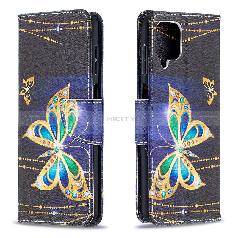 Coque Portefeuille Motif Fantaisie Livre Cuir Etui Clapet B03F pour Samsung Galaxy F12 Noir Plus