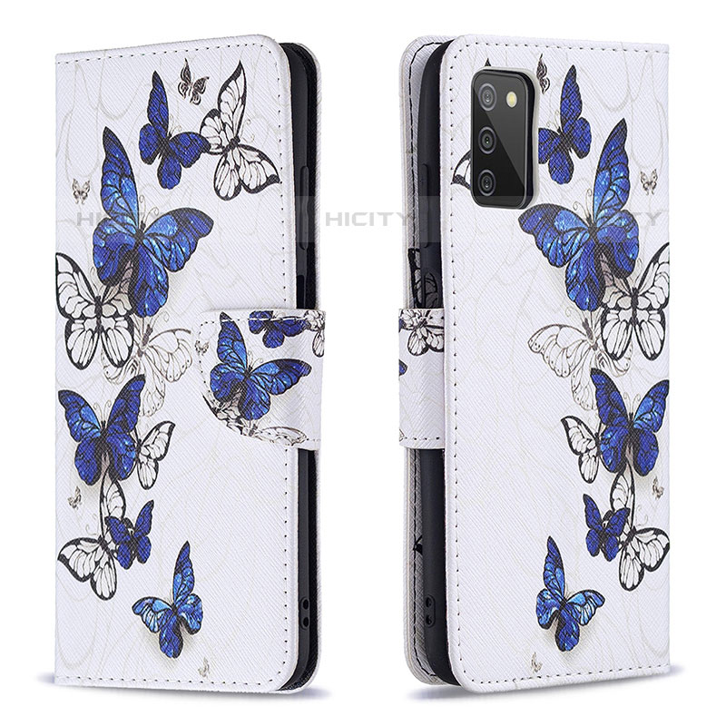 Coque Portefeuille Motif Fantaisie Livre Cuir Etui Clapet B03F pour Samsung Galaxy M02s Bleu Plus