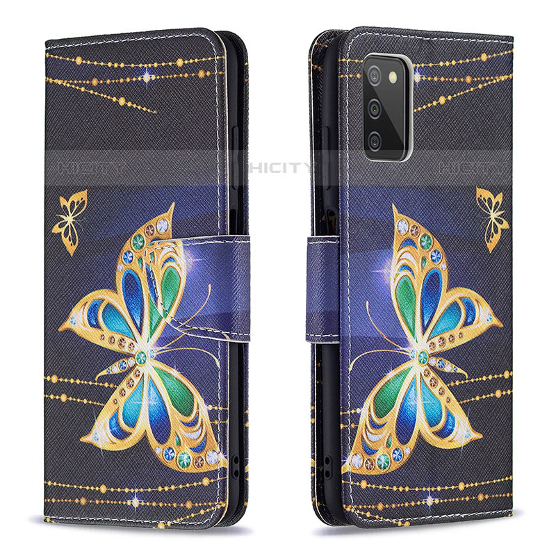 Coque Portefeuille Motif Fantaisie Livre Cuir Etui Clapet B03F pour Samsung Galaxy M02s Noir Plus