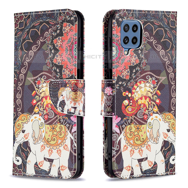 Coque Portefeuille Motif Fantaisie Livre Cuir Etui Clapet B03F pour Samsung Galaxy M32 4G Marron Plus