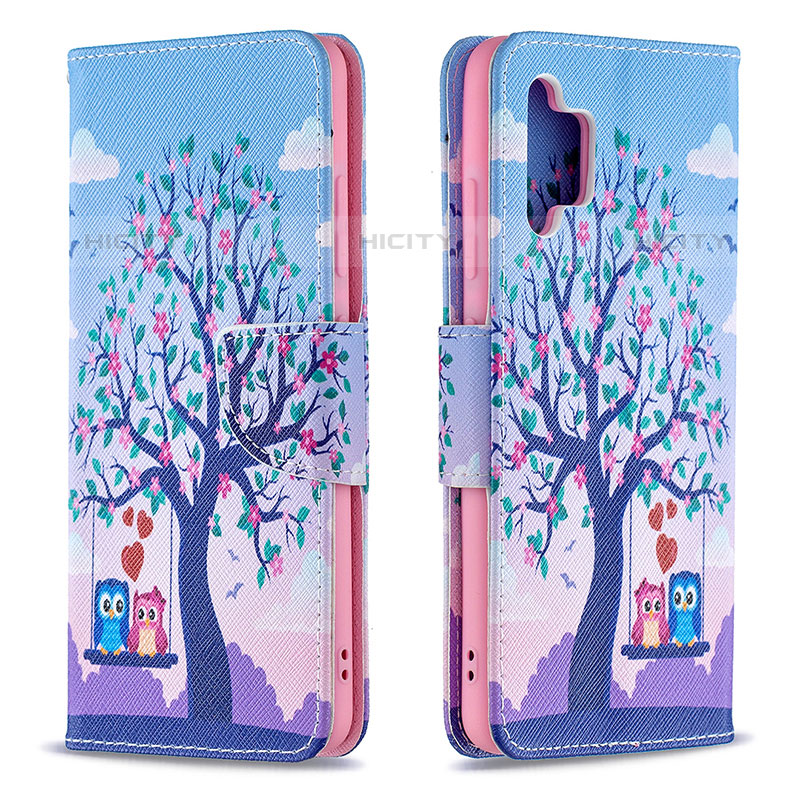 Coque Portefeuille Motif Fantaisie Livre Cuir Etui Clapet B03F pour Samsung Galaxy M32 5G Violet Clair Plus