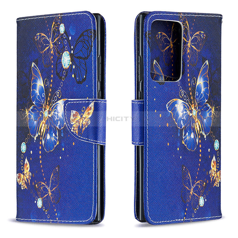 Coque Portefeuille Motif Fantaisie Livre Cuir Etui Clapet B03F pour Samsung Galaxy Note 20 Ultra 5G Bleu Royal Plus