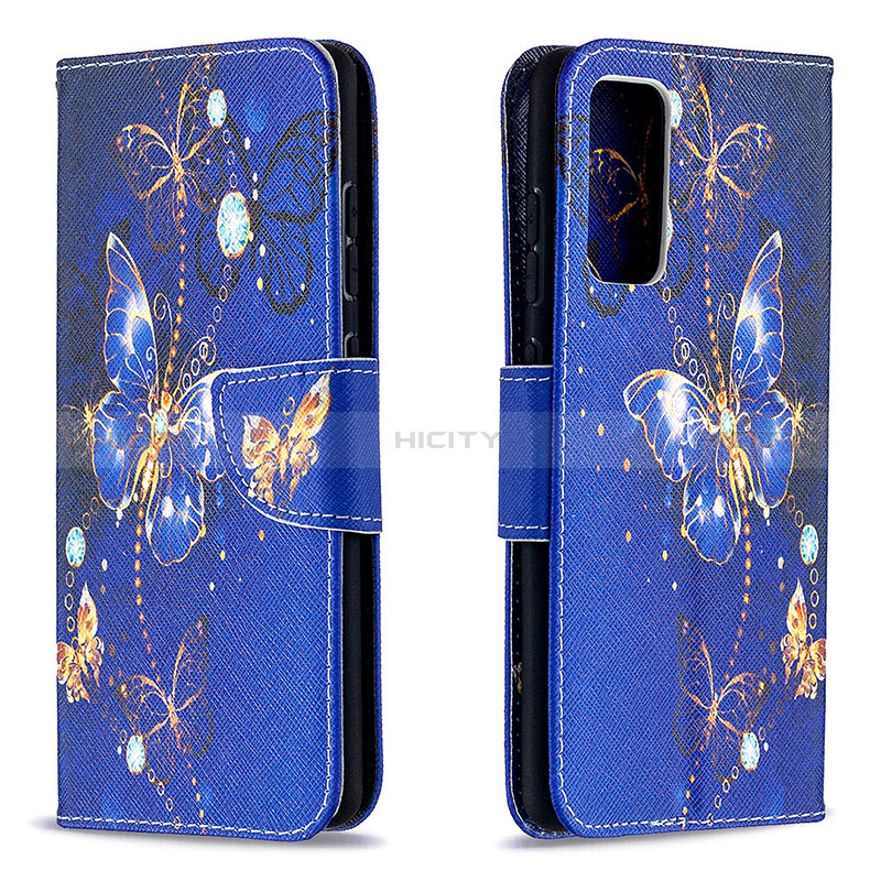 Coque Portefeuille Motif Fantaisie Livre Cuir Etui Clapet B03F pour Samsung Galaxy S20 Lite 5G Bleu Royal Plus