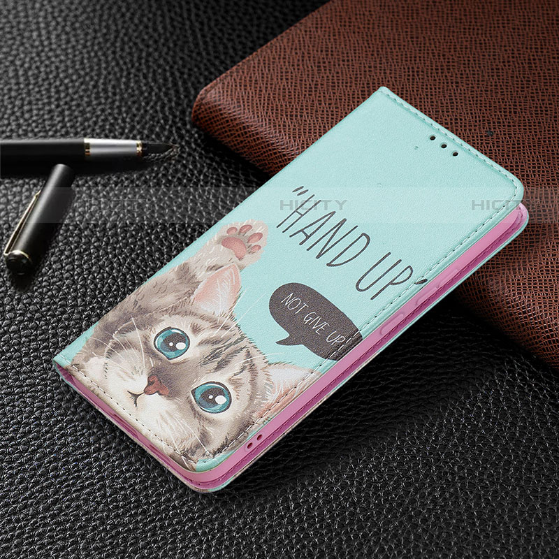 Coque Portefeuille Motif Fantaisie Livre Cuir Etui Clapet B03F pour Samsung Galaxy S21 Plus 5G Cyan Plus