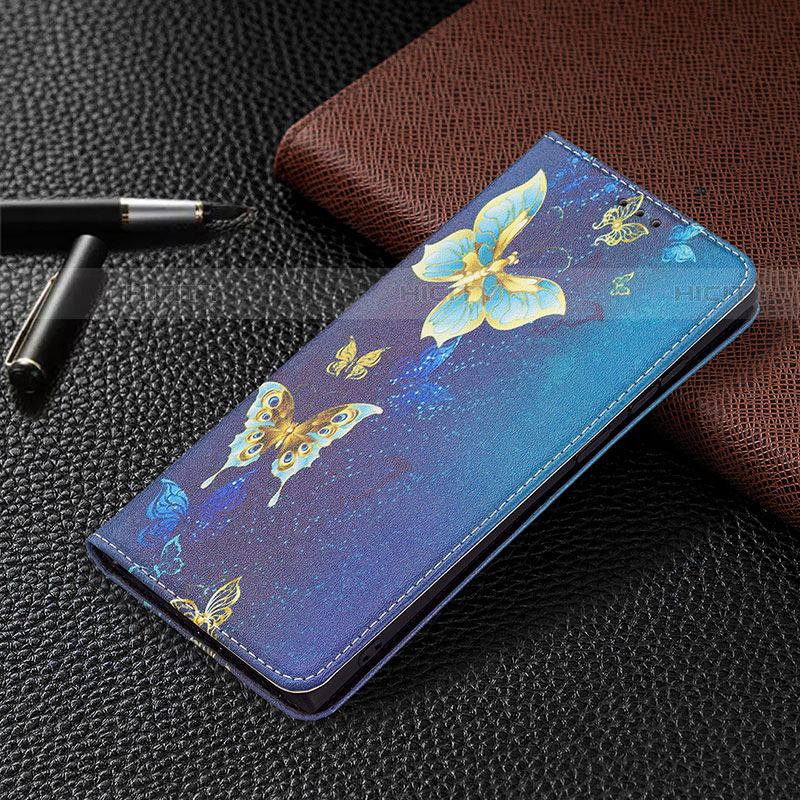 Coque Portefeuille Motif Fantaisie Livre Cuir Etui Clapet B03F pour Samsung Galaxy S23 Ultra 5G Bleu Royal Plus