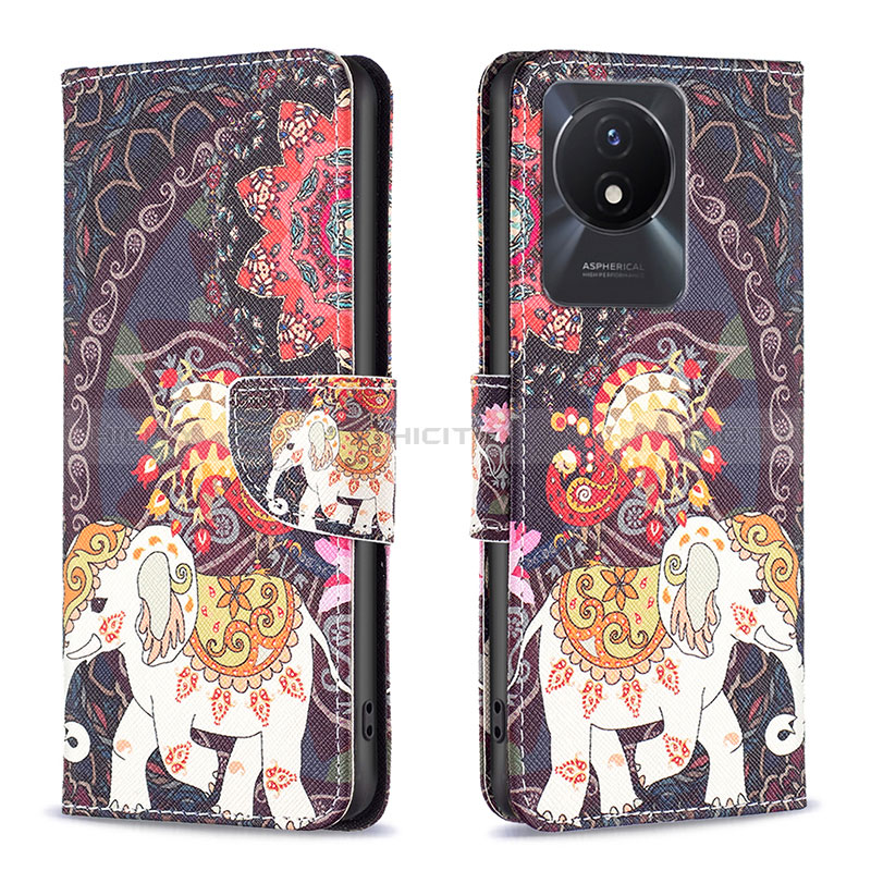 Coque Portefeuille Motif Fantaisie Livre Cuir Etui Clapet B03F pour Vivo Y02 Marron Plus